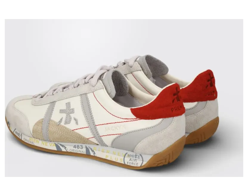 Premiata Jackyx Leather and Suede Bicolor Sneakers White 1 (JACKYXD8225) (2)