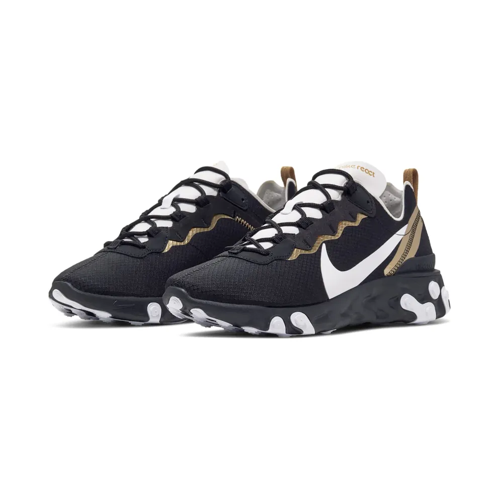 Nike React Element 55 Black Metallic Gold White Black/Metallic Gold-White (CT1590-001)