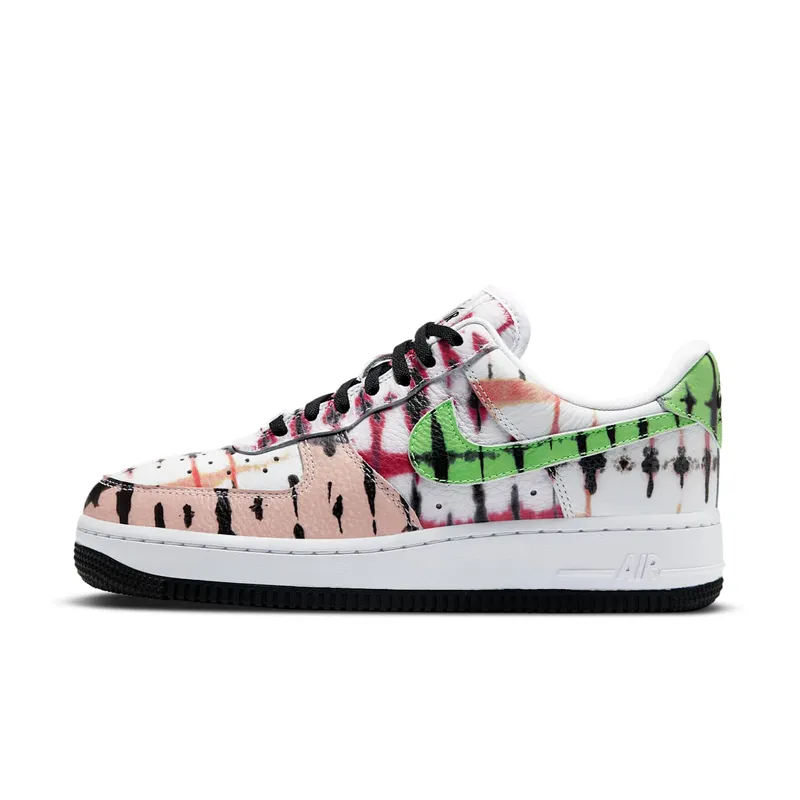 Nike Air Force 1 Low Black Tie Dye (W) White/Green Strike-Washed Coral-Black (CW1267-101)