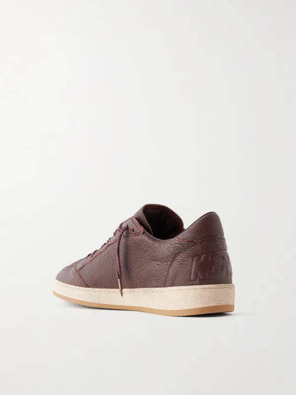 Golden Goose Ball Star Distressed Leather Sneakers Burgundy (GMF00117.F008888) (4)