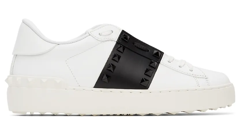 Valentino Garavani White & Black ’11’ Rockstud Untitled Sneakers (WW2S0A01LTU)