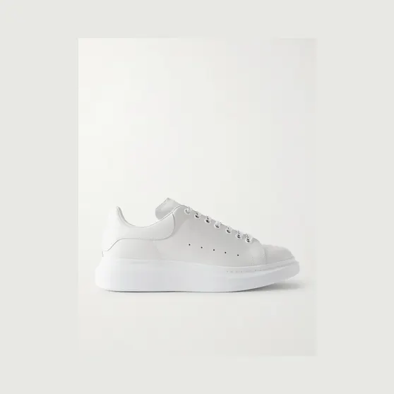 Mcqueen Exaggerated-Sole Leather Sneakers White (553680WIAIG)