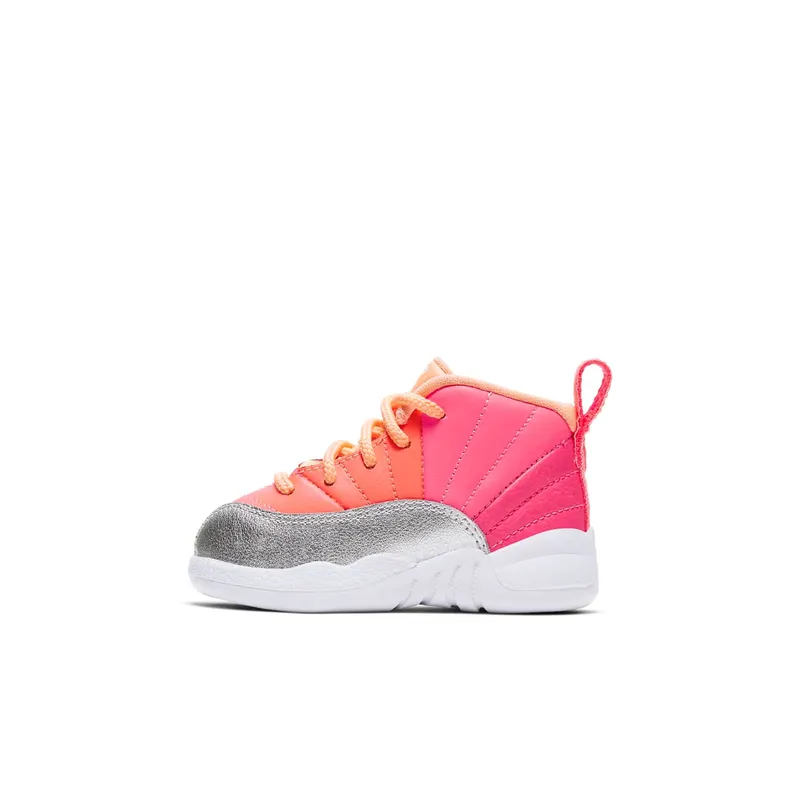 Jordan  12 Retro Sunrise (TD) Racer Pink/White-Hot Punch-Bright Mango-Sunset Pulse-Metallic Silver (819666-601)