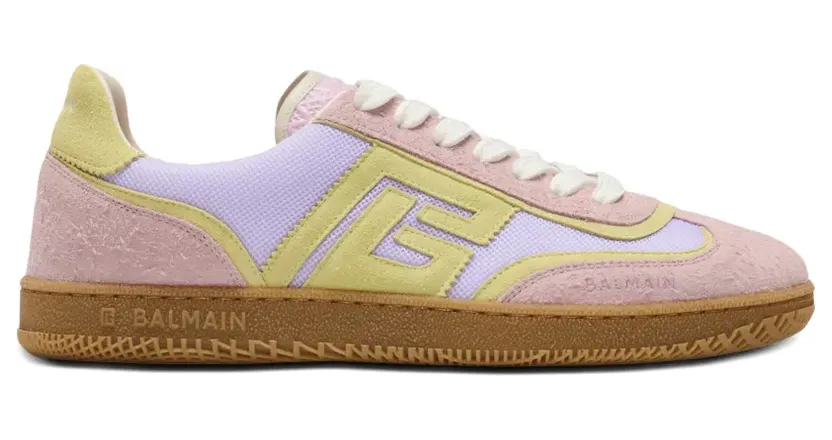 Balmain Swan Sneakers aus Wildleder und Mesh – Rosa (GN0VI769TECH)