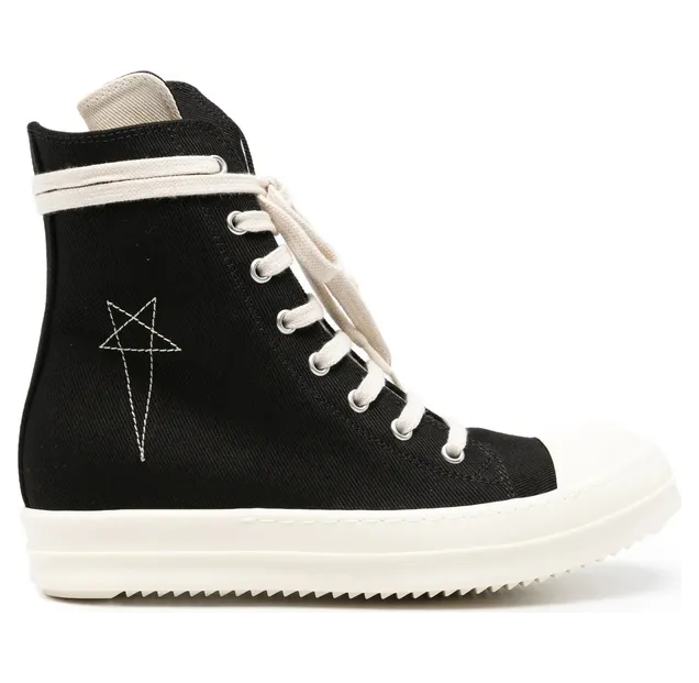 Rick Owens Drkshdw Embroidered-star High-top “Black” (DS02F6800 DOEM8 9811)