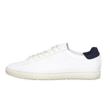 Clae Bradley Essentials White Leather Navy “White/Navy” | CLA01297-WHL