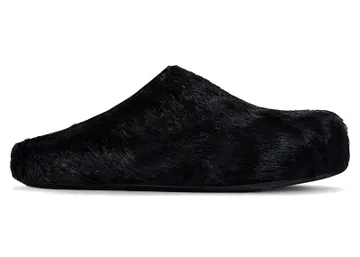 Marni Long Hair Calfskin Fussbett Sabot Mule Black | SBMR000600P412200N99