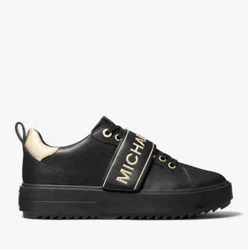 Michael Kors MK Emmett Logo Tape Leather Sneaker – Black (43T2ETFS1L-0001)