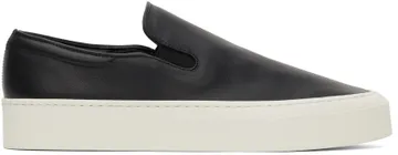 The Row Black Leather Marie H Slip-On Sneakers (F1179-N60)