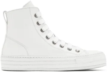 Ann Demeulemeester White Leather Raven Sneakers (2201-W-N01-385-001)