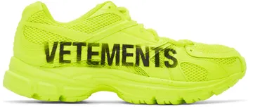 VETEMENTS Yellow Reebok Edition Artisanal Logo Spike Runner 200 NEON YELLOW (UE51SN200Y)