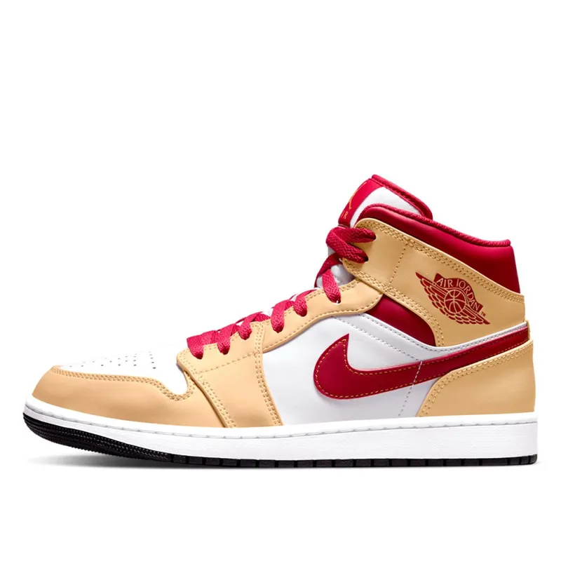 Air Jordan 1 Mid Beige White Red (554724-201)
