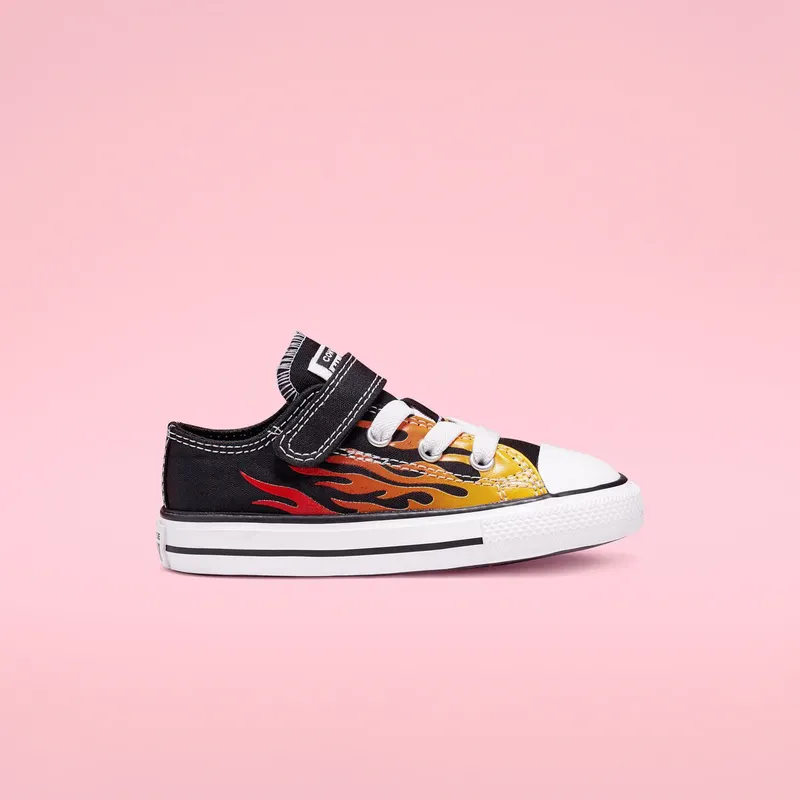 Converse Archive Flames Hook and Loop Chuck Taylor All Star Low Top Black/enamel Red/fresh Yellow “Black/Red/Yellow” | 766199C