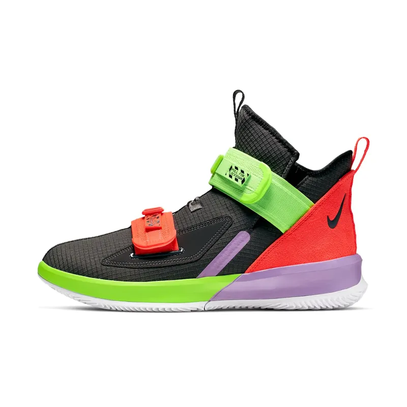 LeBron Soldier 13 Thunder Grey/Bright Crimson-Electric Green | AR4225-002