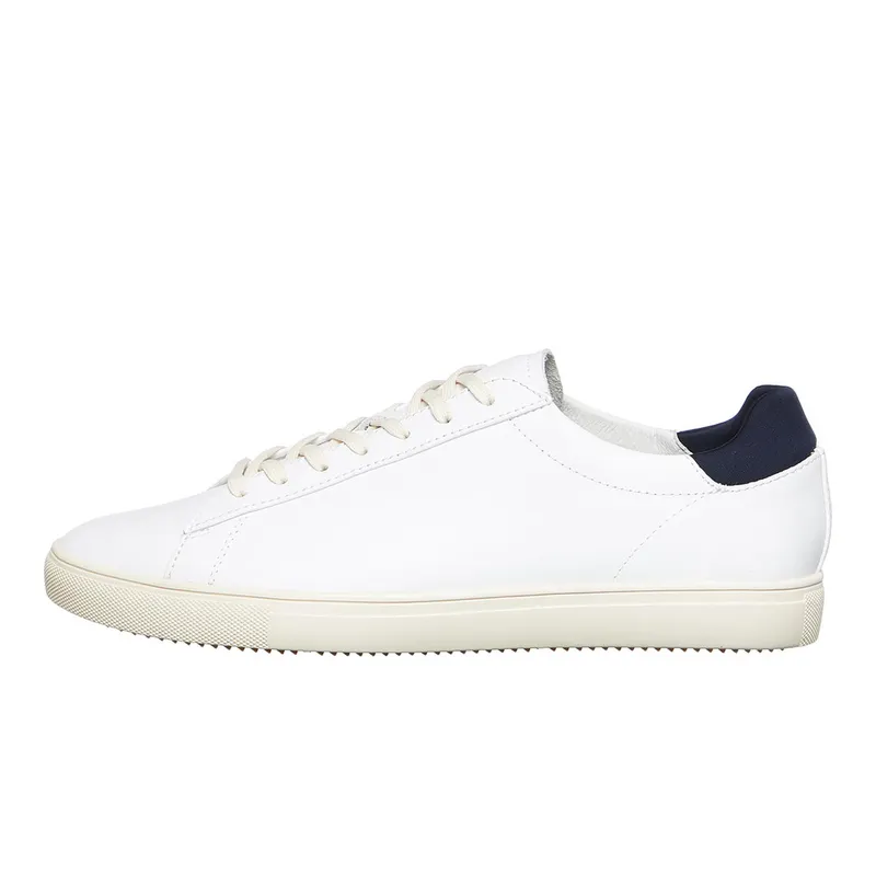 Clae Bradley Essentials White Leather Navy “White/Navy” | CLA01297-WHL