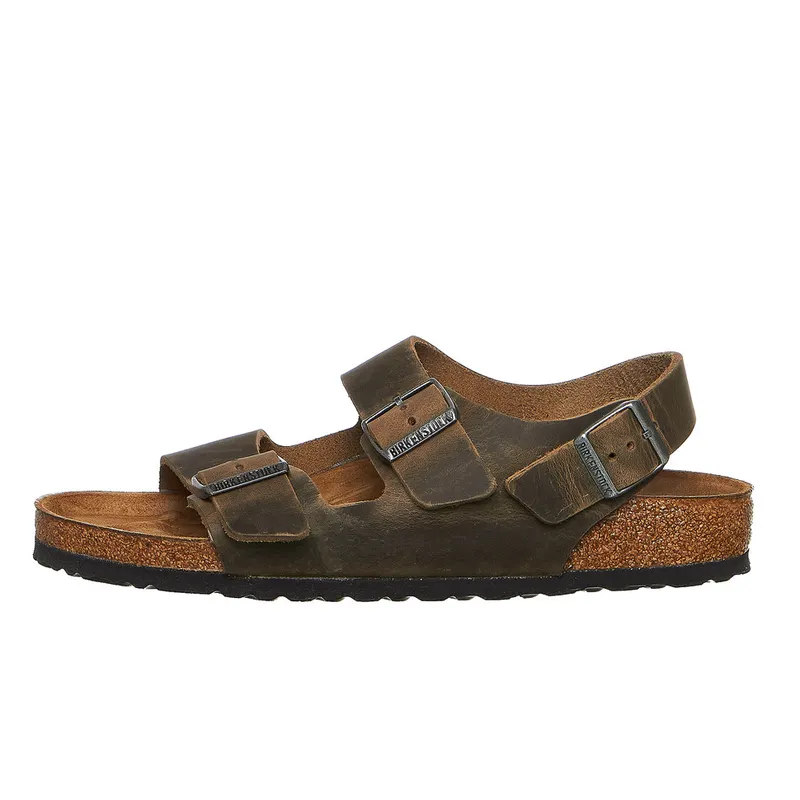 Birkenstock Milano BS Oiled Leather Faded Khaki | 1019336