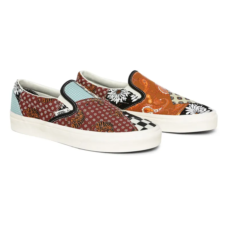 Vans Classic Slip-On ‘Tiger Patchwork’ Black/True White “Black/True White/Canvas/Canvas” | VN0A4U381IO