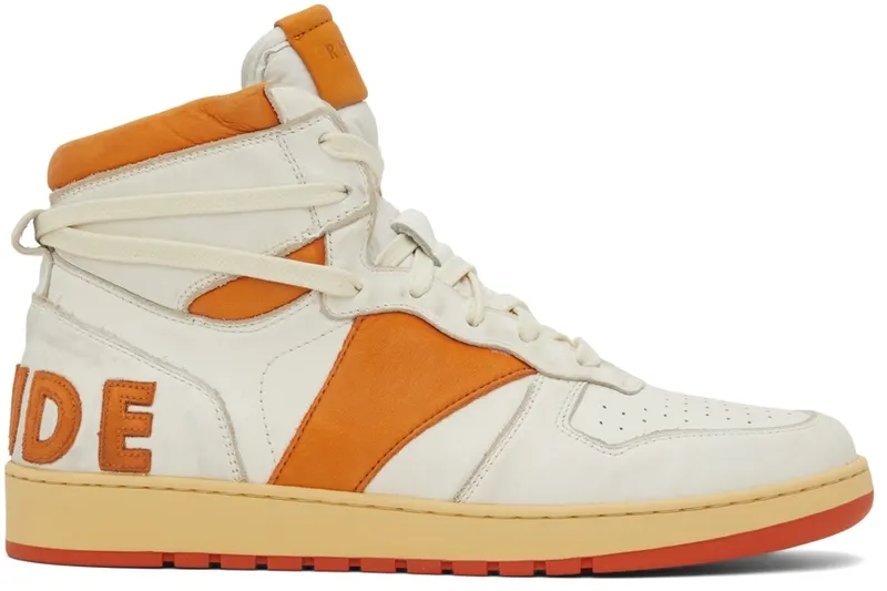 Rhude SSENSE Exclusive White & Orange Rhecess Hi Sneakers “White/Orange” | RHSS22FO22178562