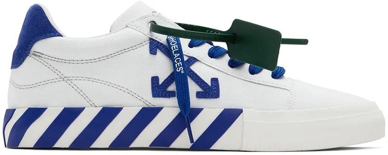 Off-White White & Blue Vulcanized Low-Top Sneakers “Off White/White/Blue” | OWIA178S22FAB0010145
