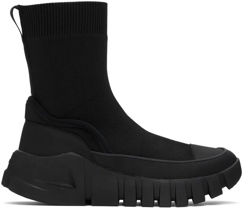 Y’s Black Knit Dad Sneakers | YX-E06-990
