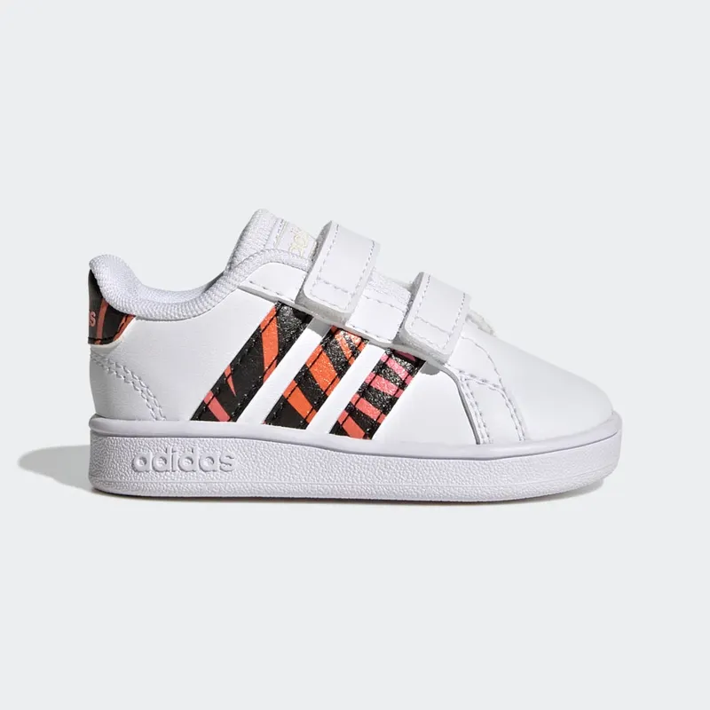 adidas Grand Court Tiger-Print Cloud White / Core Black / Acid Red | GZ1079