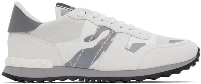 Valentino Garavani White Camo Rockrunner Sneakers | XY2S0723KIB