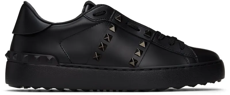 Valentino Garavani Black Rockstud Untitled Open Sneakers | WW2S0A01BXE