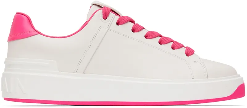 Balmain White & Pink B-Court Sneakers “White/Pink” | XN1VI690LVTA