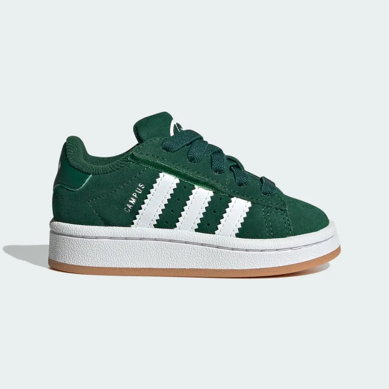 adidas Campus 00s Comfort Closure Elastic Lace Shoes Kids Dark Green / Cloud White / Gum | JI4333
