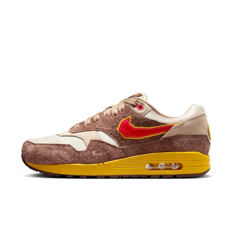 Nike Air Max 1 “.SWOOSH Low Poly Big Head Origins” “Light Chocolate/University Red-Hemp/Sanddrift” | HV5776-200