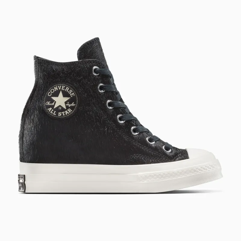 Converse Chuck 70 Wedge Platform Luxe Pony Hair Black/Black/Egret | A12561C