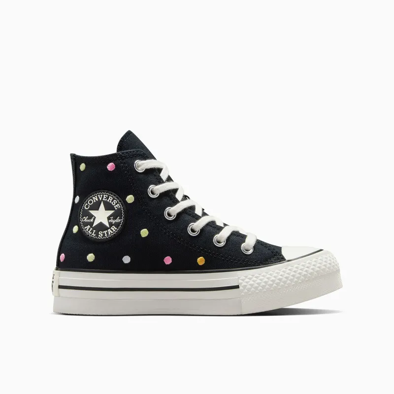 Converse Chuck Taylor All Star Lift Embroidered Polka Dots Platform Black/Vintage White/Egret | A12609C