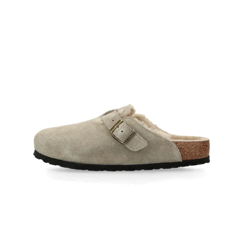 Birkenstock Boston Shearling Suede Leather/Fur “Taupe” – 1028289 | 1028289
