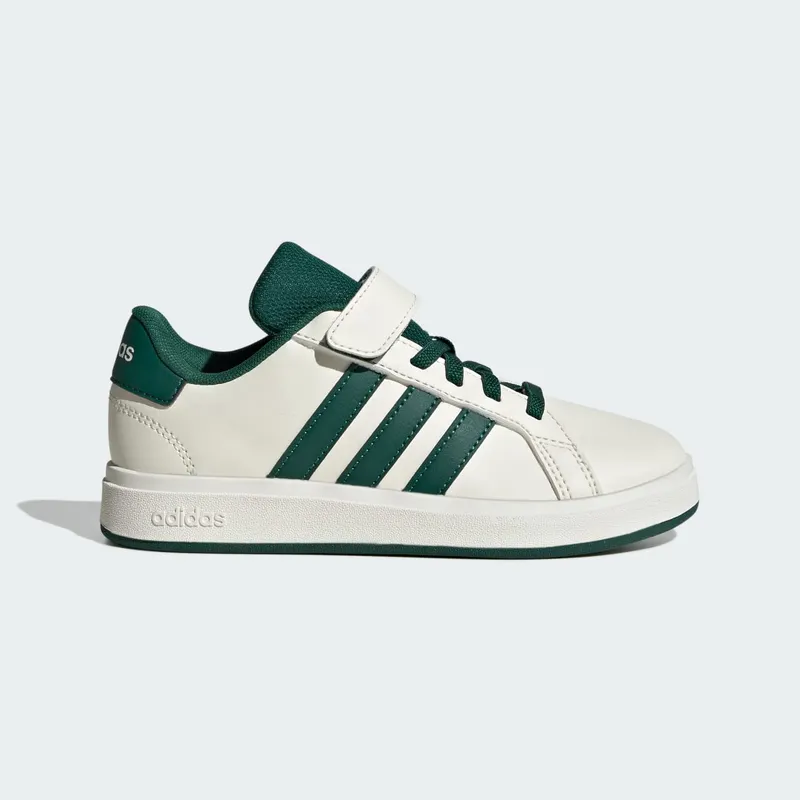 Adidas Grand Court 2.0 Kids Off White / Collegiate Green / Core Black | JQ8004