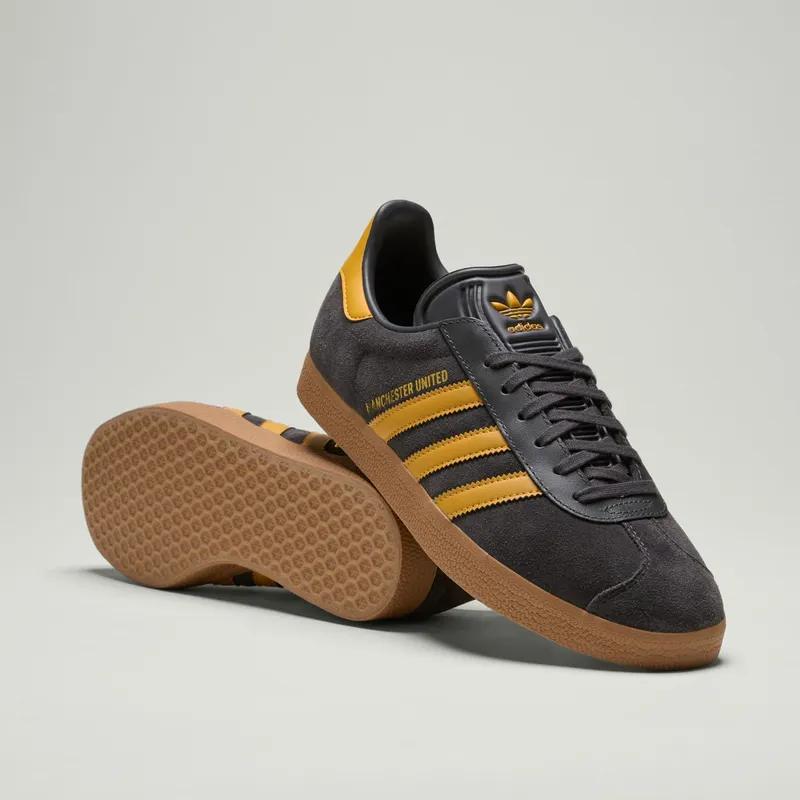 Adidas Gazelle Manchester United Utility Black / Preloved Yellow / Gum “Utility Black/Yellow/Gum” | JR1410