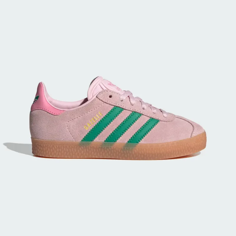 Adidas Gazelle Shoes Kids Clear Pink / Court Green / Bliss Pink | JP7133