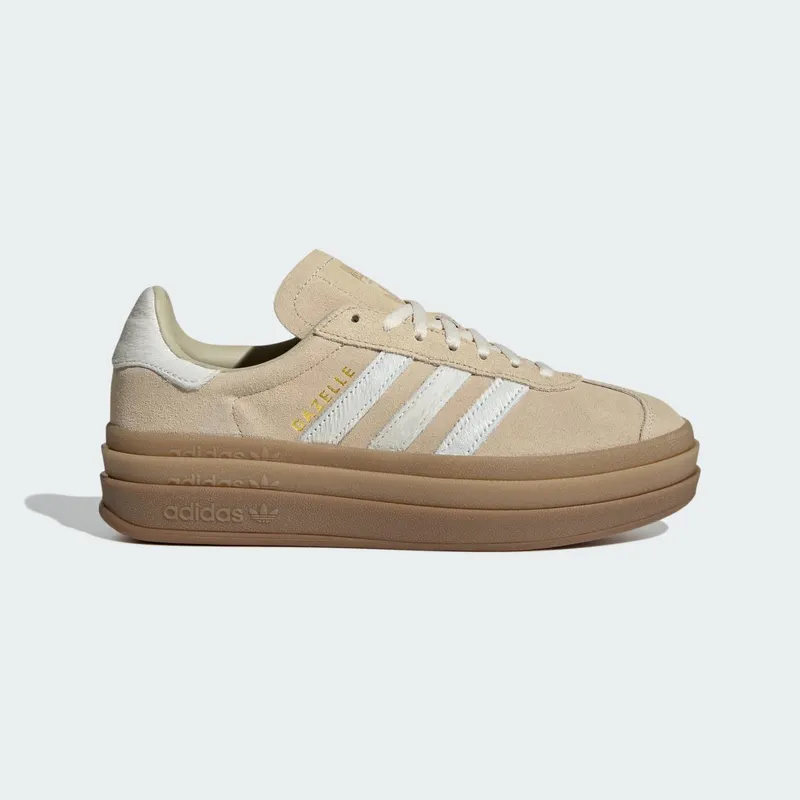 Adidas GAZELLE BOLD SCHOENEN Stone Khaki / Cream White / Gold Metallic | IH4201