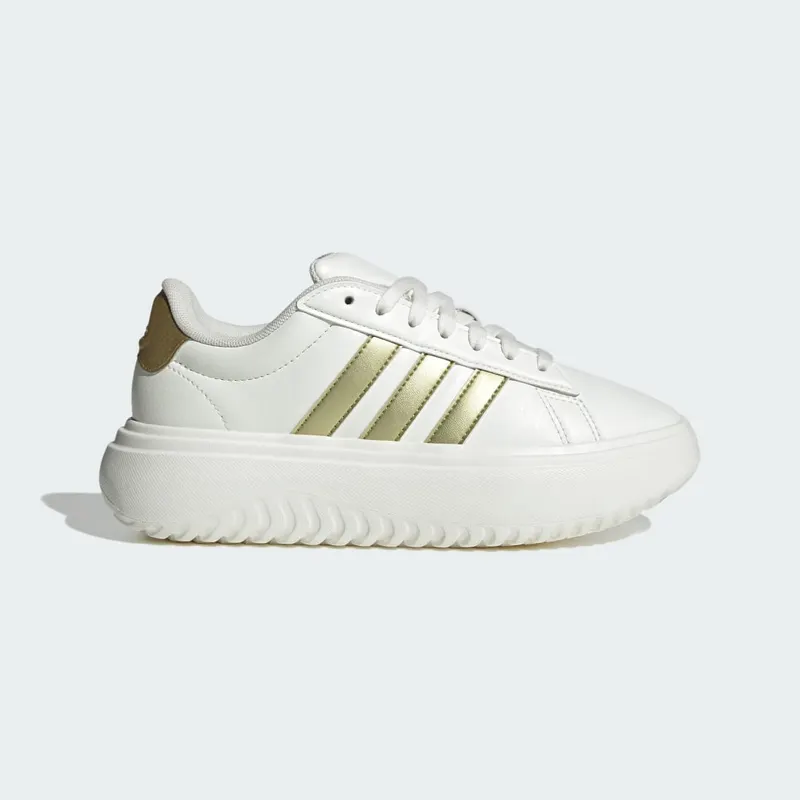 Adidas Grand Court Platform Core White / Gold Metallic / Off White | JR0699