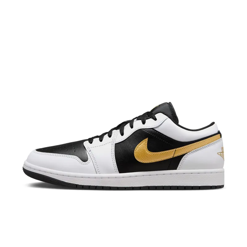 Air Jordan 1 Low “Gold Swoosh” “White / Black / Gold” | 553558-172