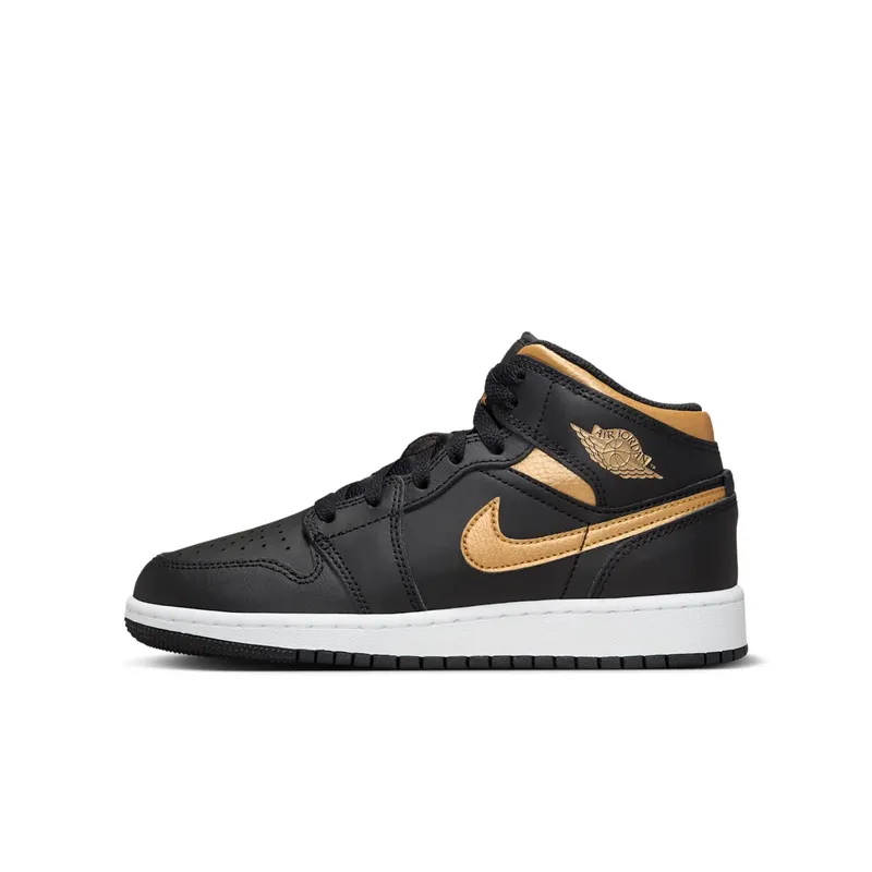Air Jordan 1 Mid GS “black” “Black/White/Metallic Gold” | DQ8423-071