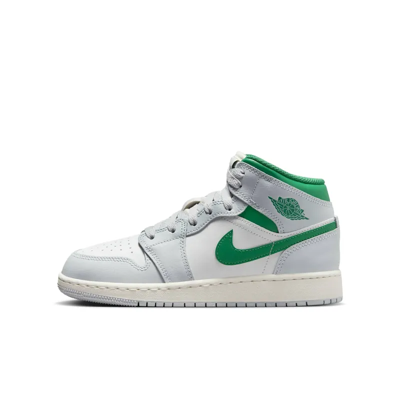 Jordan 1 Mid GS “White Pure Platinum Pine Green” | DQ8423-142