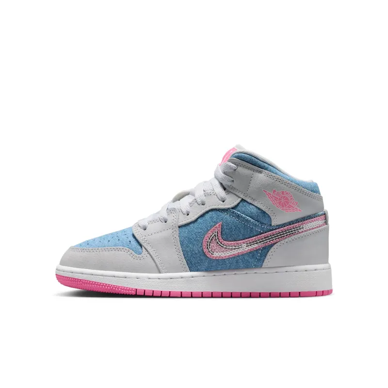 Jordan 1 Mid Denim Sequin “Cobalt Bliss / White / Pink Glow” | HQ1999-400
