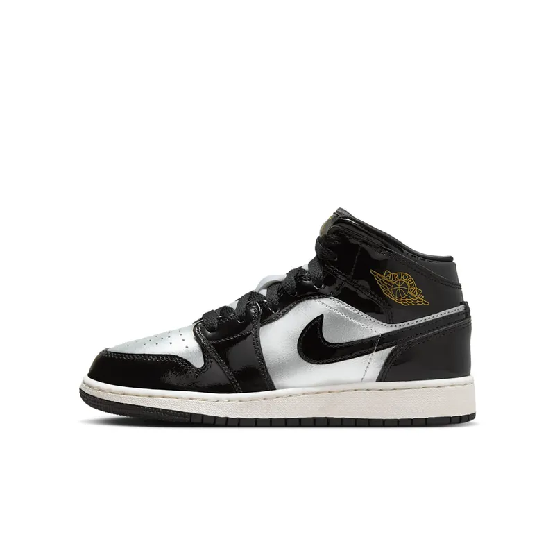 Jordan 1 Mid SE GS “Black Metallic Silver Sail Metallic Gold” | FZ3938-001