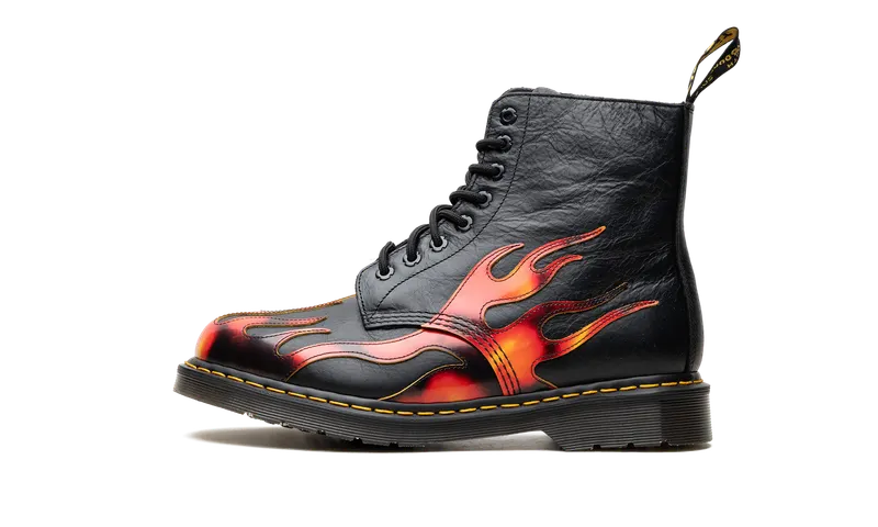 Dr Martens 1460 Pascal Flame Arcadia Rub Off Leather Boots “Black / Red / Yellow” | 41517001