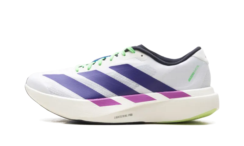 Adidas Adizero Evo SL “White Purple Lime Burst” “Cloud white / Purple lime” | JS4495