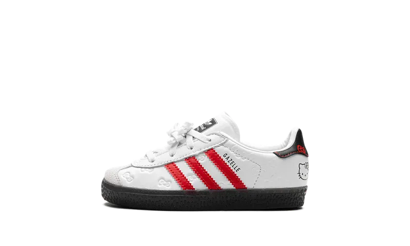 Adidas Gazelle Comfort Closure Elastic Laces TD “Hello Kitty – 50th Anniversary” “Cloud White / Red / Core Black” | IH9956