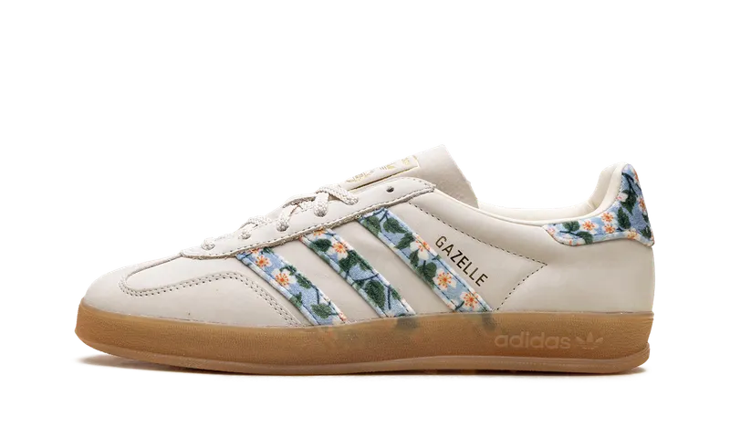 Adidas Gazelle Indoor Liberty “London Mitsi Day” “Cream White / Gold Metallic / Tactile Blue” | JR3601