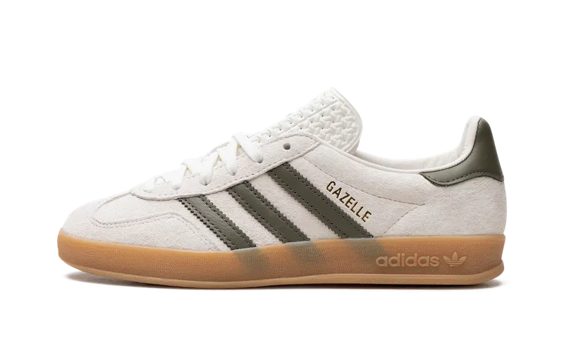 Adidas Gazelle Indoor “Olive Strata” “Cloud White / Olive Strata / Gold Metallic” | JH8821