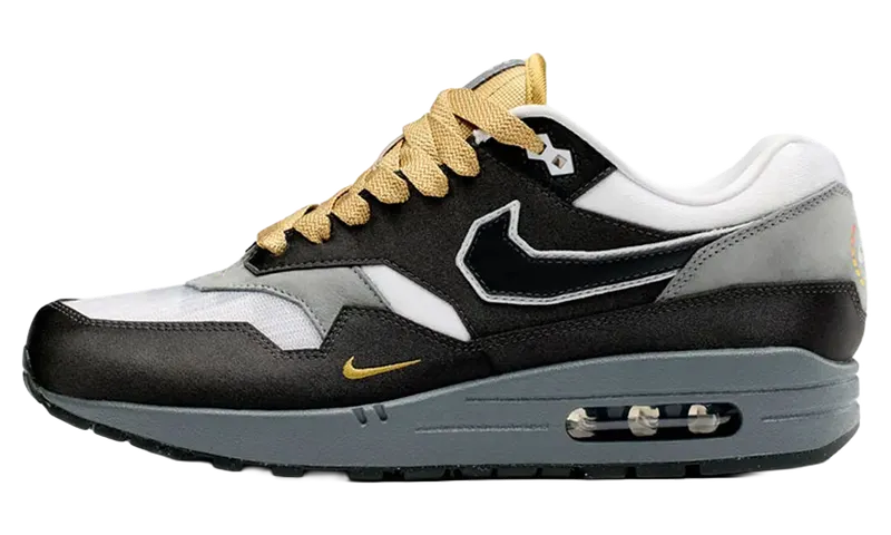 Nike Air Max 1 “Big Head Mode” “Dark Smoke Grey/White/Metallic Gold” | IB9898-001