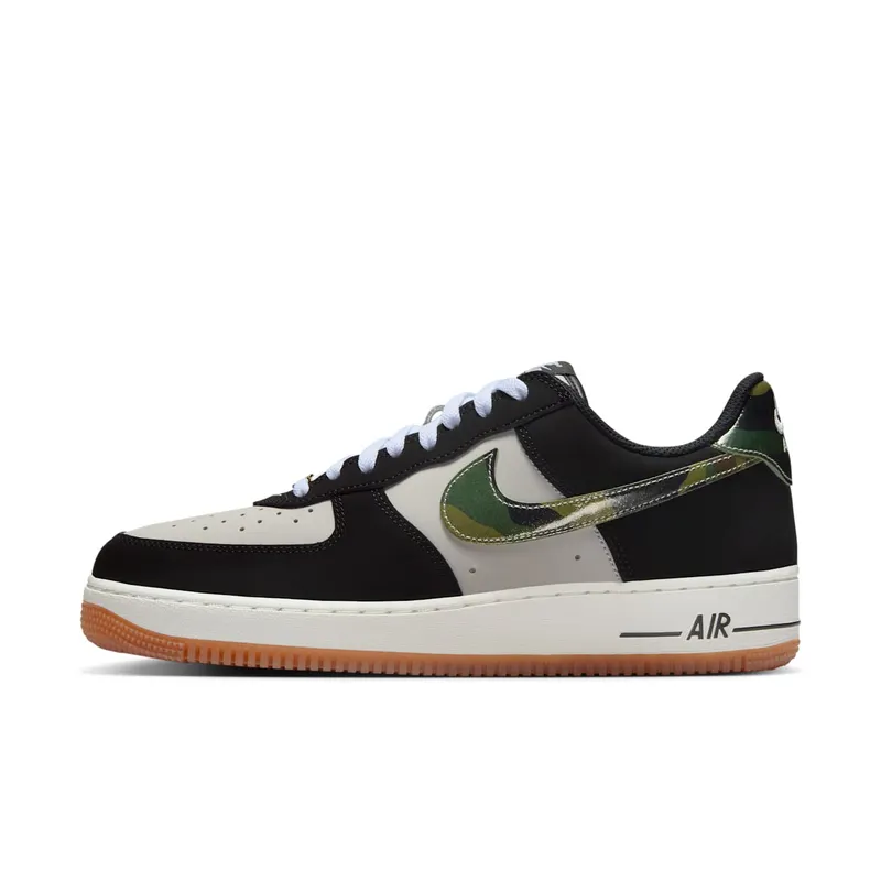 Nike Air Force 1 Low ’07 LV8 “Black Patent Camo Swoosh” “White/Black/Gum Medium Brown/Summit White” | HQ1967-100